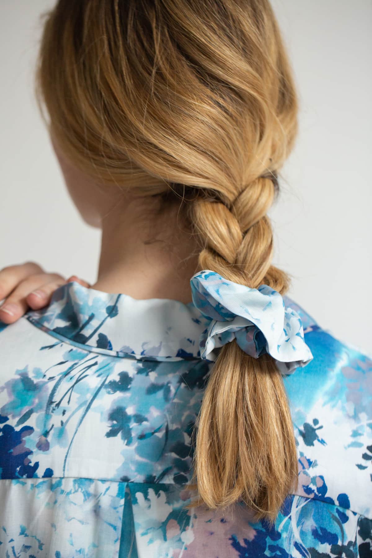 Ephemeral Bloom Luxury Scrunchie - Studio shot - Orchard Moon - Sustainable Luxury Loungewear - Hair Tie