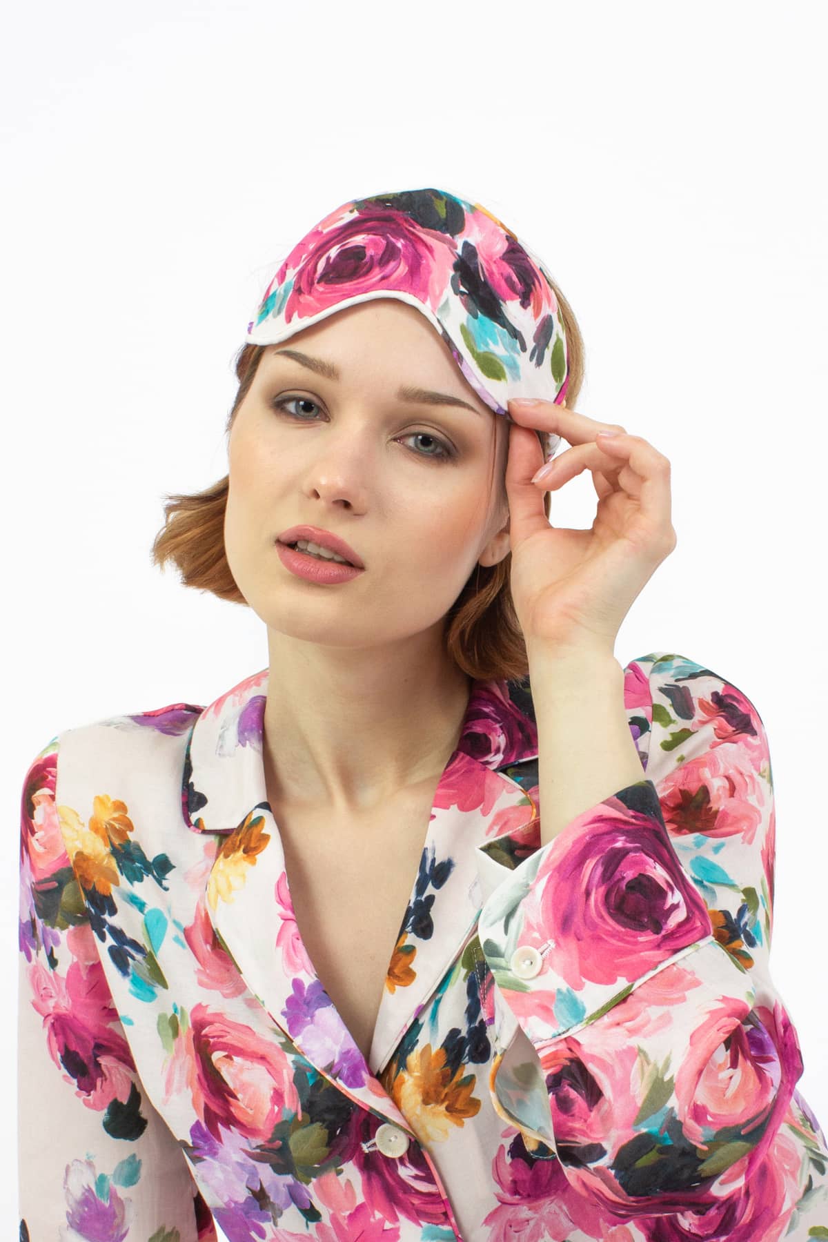 Camille Luxury Eye Mask - Studio Shot- Orchard Moon - Sustainable Luxury Loungewear - Sleep Mask