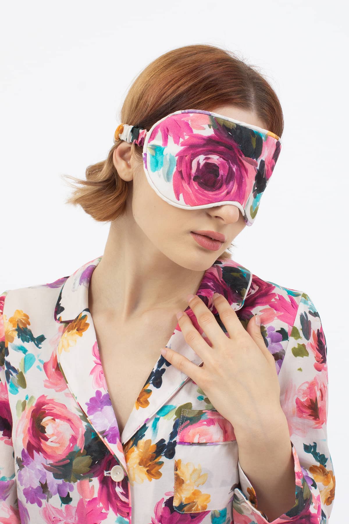 Camille Luxury Eye Mask - Studio Shot Alt - Orchard Moon - Sustainable Luxury Loungewear - Sleep Mask