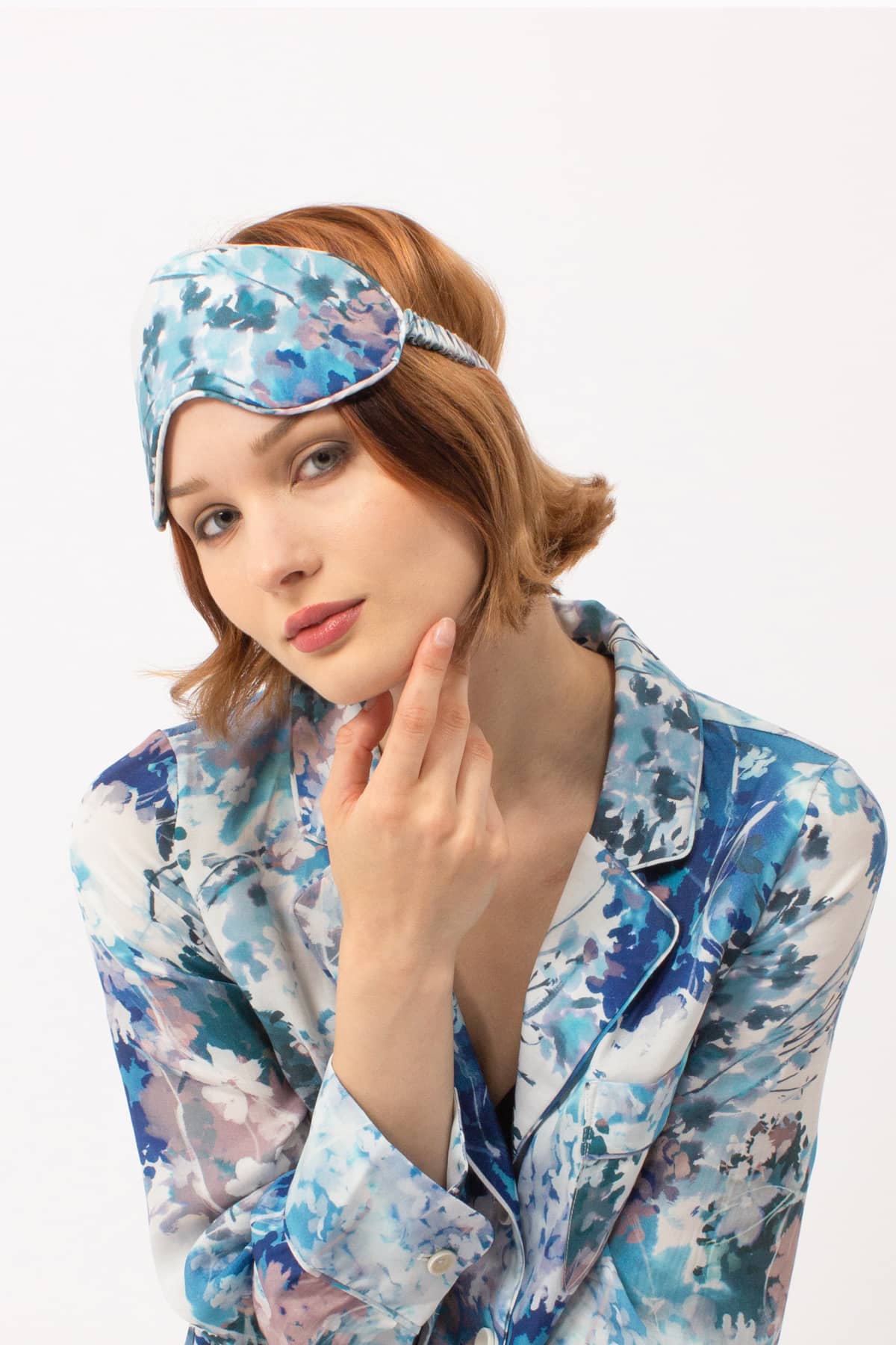 Ephemeral Bloom Luxury Eye Mask - Studio shot - Orchard Moon - Sustainable Luxury Loungewear - Sleep Mask
