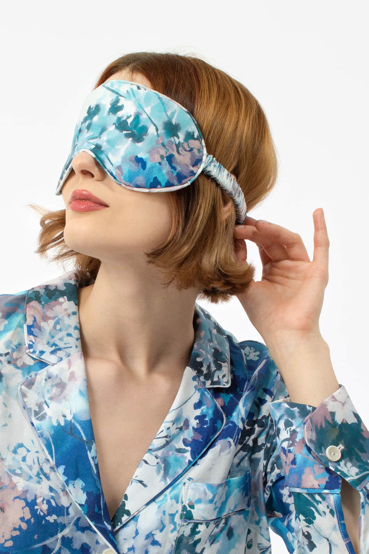 Ephemeral Bloom Luxury Eye Mask - Studio shot alt - Orchard Moon - Sustainable Luxury Loungewear - Sleep Mask