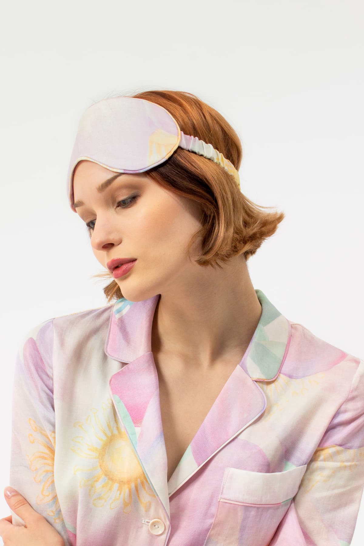 Wild Rose Luxury Eye Mask - Studio shot - Orchard Moon - Sustainable Luxury Loungewear - Sleep Mask
