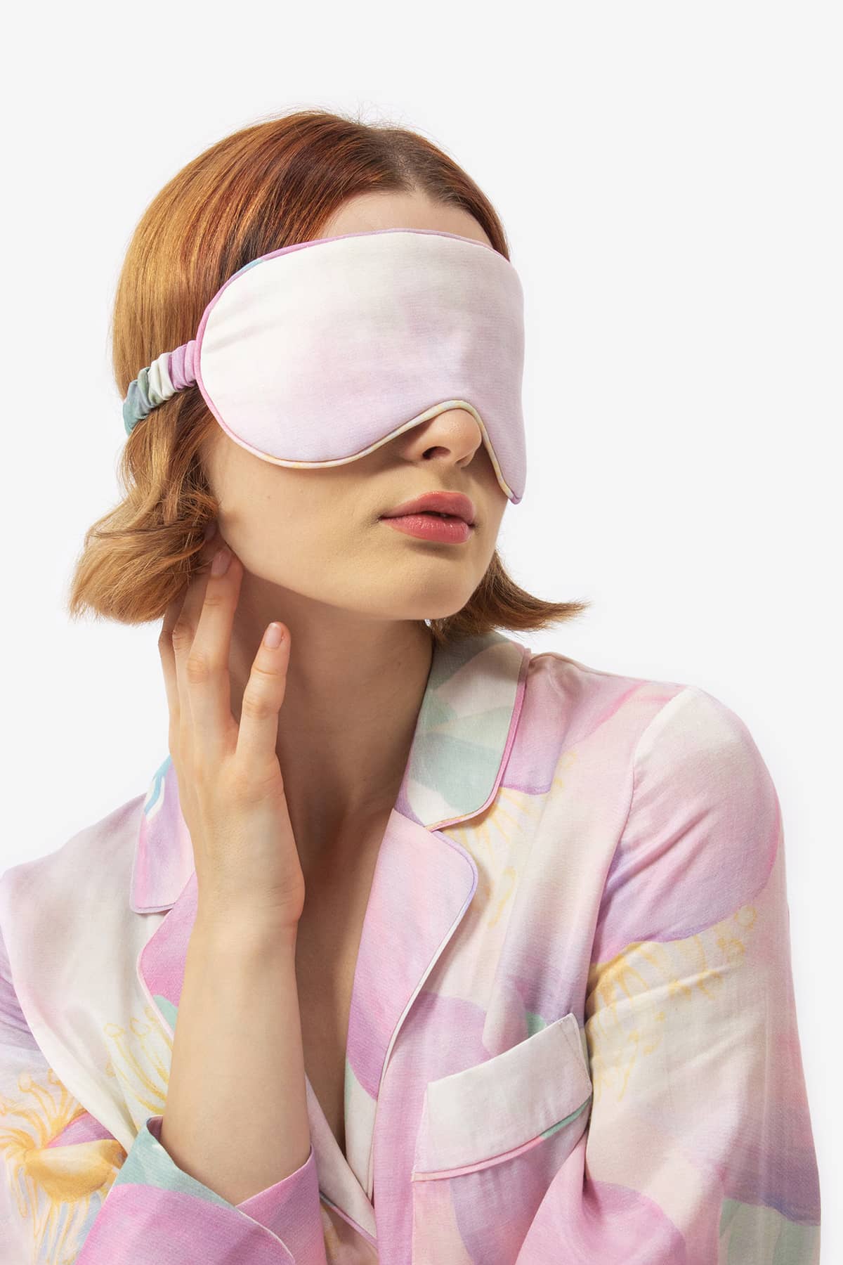 Wild Rose Luxury Eye Mask - Studio shot alt - Orchard Moon - Sustainable Luxury Loungewear - Sleep Mask
