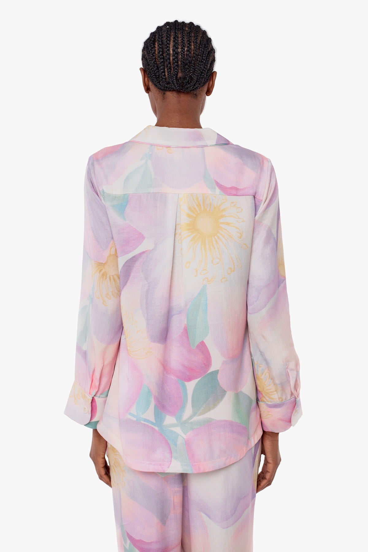 Wild Rose Luxury Pyjamas - Studio shirt back - Orchard Moon - Sustainable Luxury Loungewear