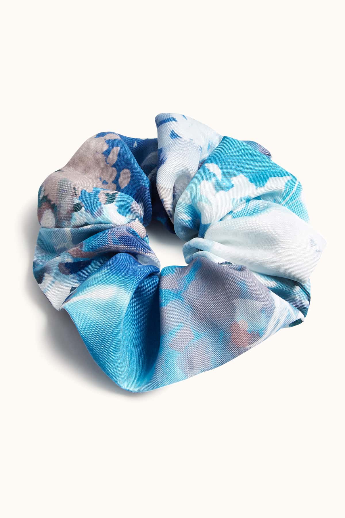 Ephemeral Bloom Luxury Scrunchie - Flatlay - Orchard Moon - Sustainable Luxury Loungewear - Hair Tie