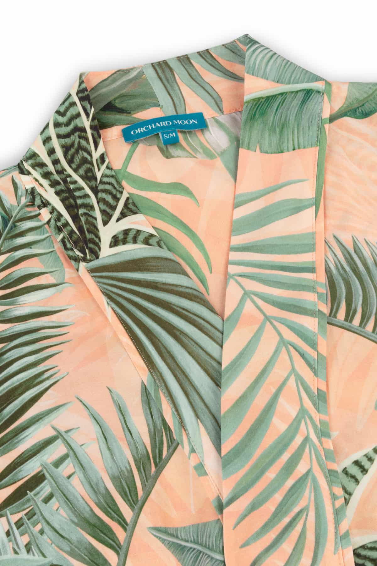 Peach Palms - Kimono Robes - Detail 1 - Luxury Sustainable Kimono Robes - Orchard Moon