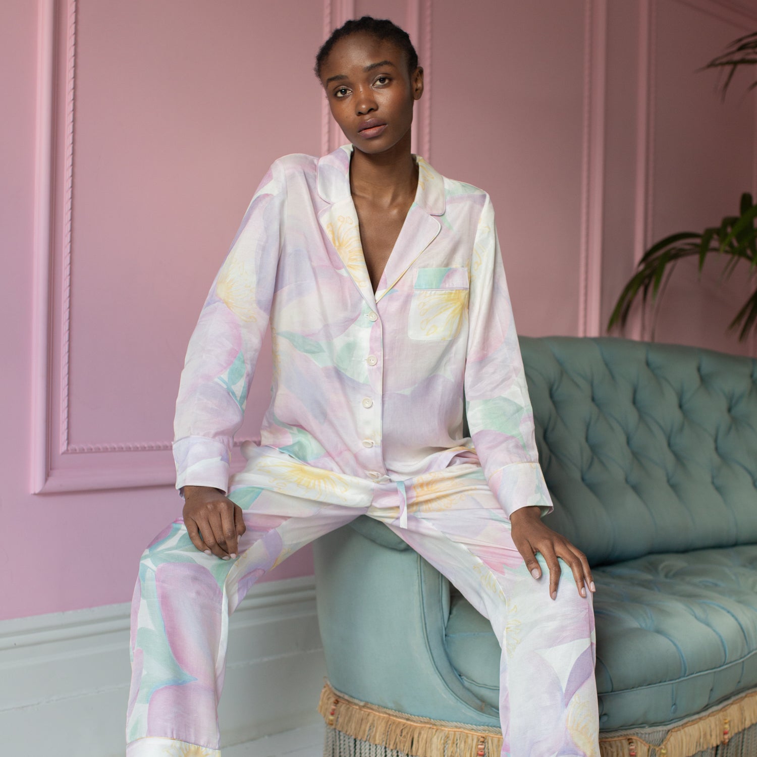 Vegan Silk Pyjama Sets - Orchard Moon