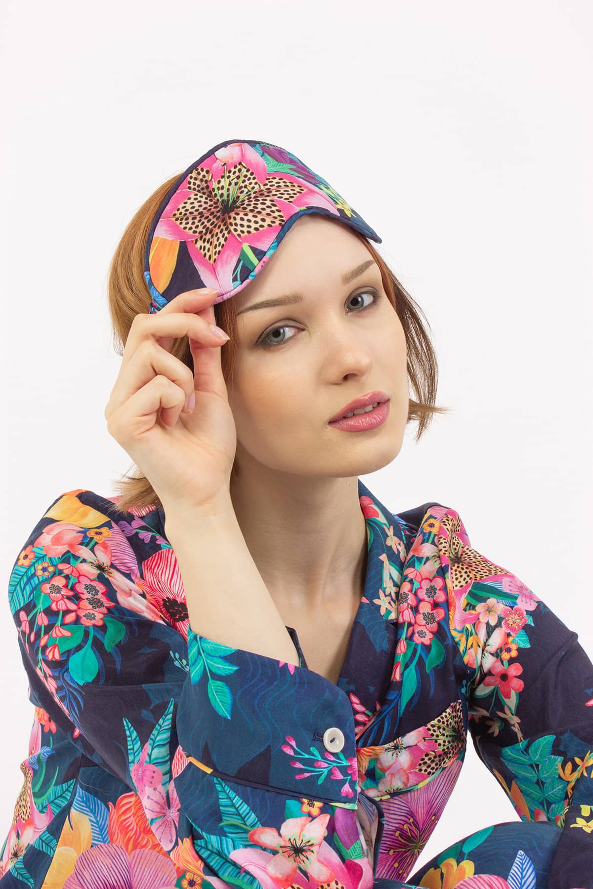 Calypso Luxury Eye Mask - Studio shot - Orchard Moon - Sustainable Luxury Loungewear - Sleep Mask