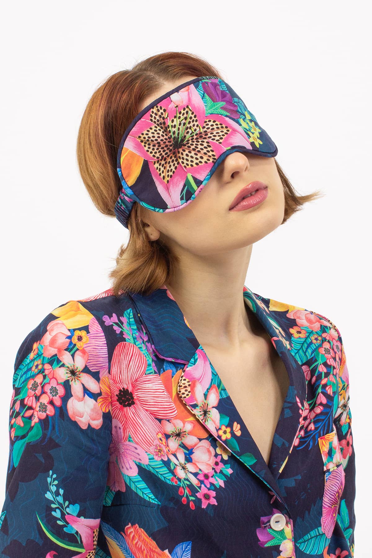 Calypso Luxury Eye Mask - Studio shot Alt - Orchard Moon - Sustainable Luxury Loungewear - Sleep Mask