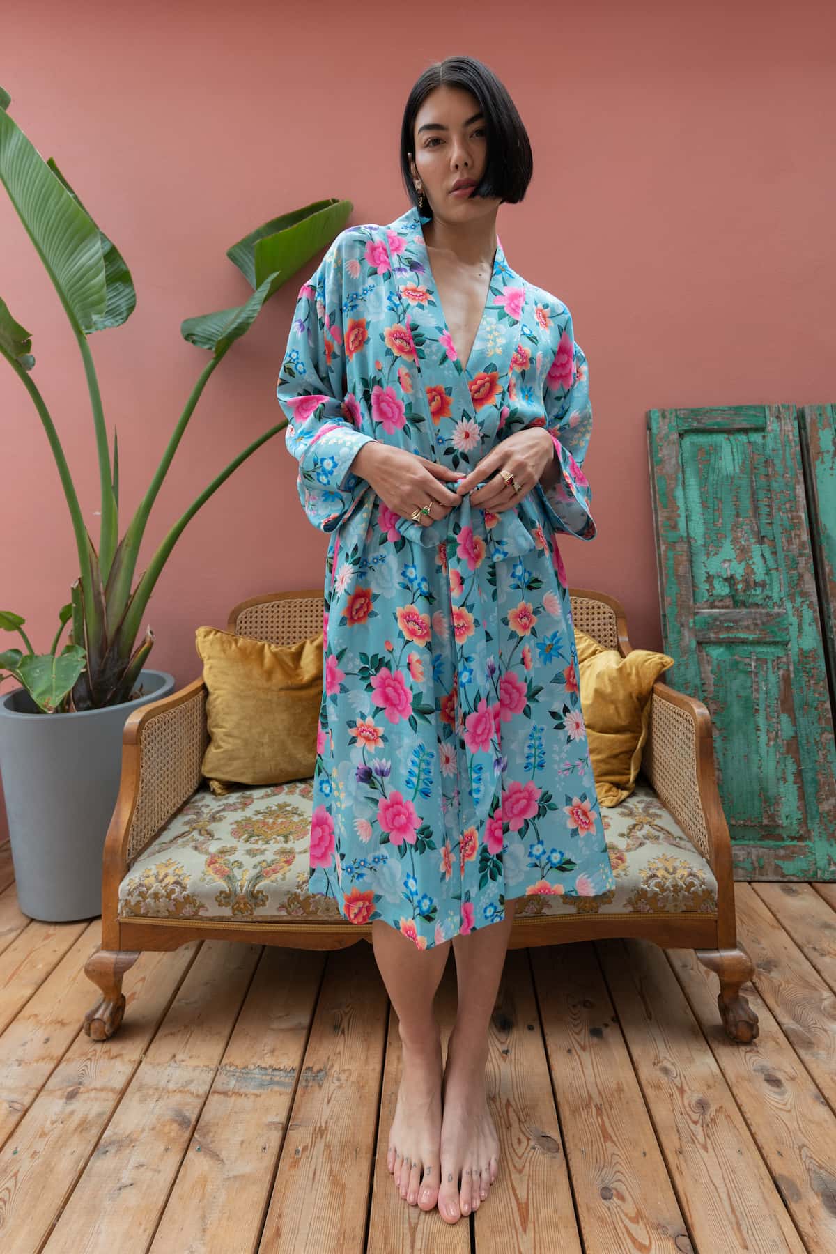Elizabeth Kimono Robe - Editorial 1 - Luxury Kimono Robes - Orchard Moon