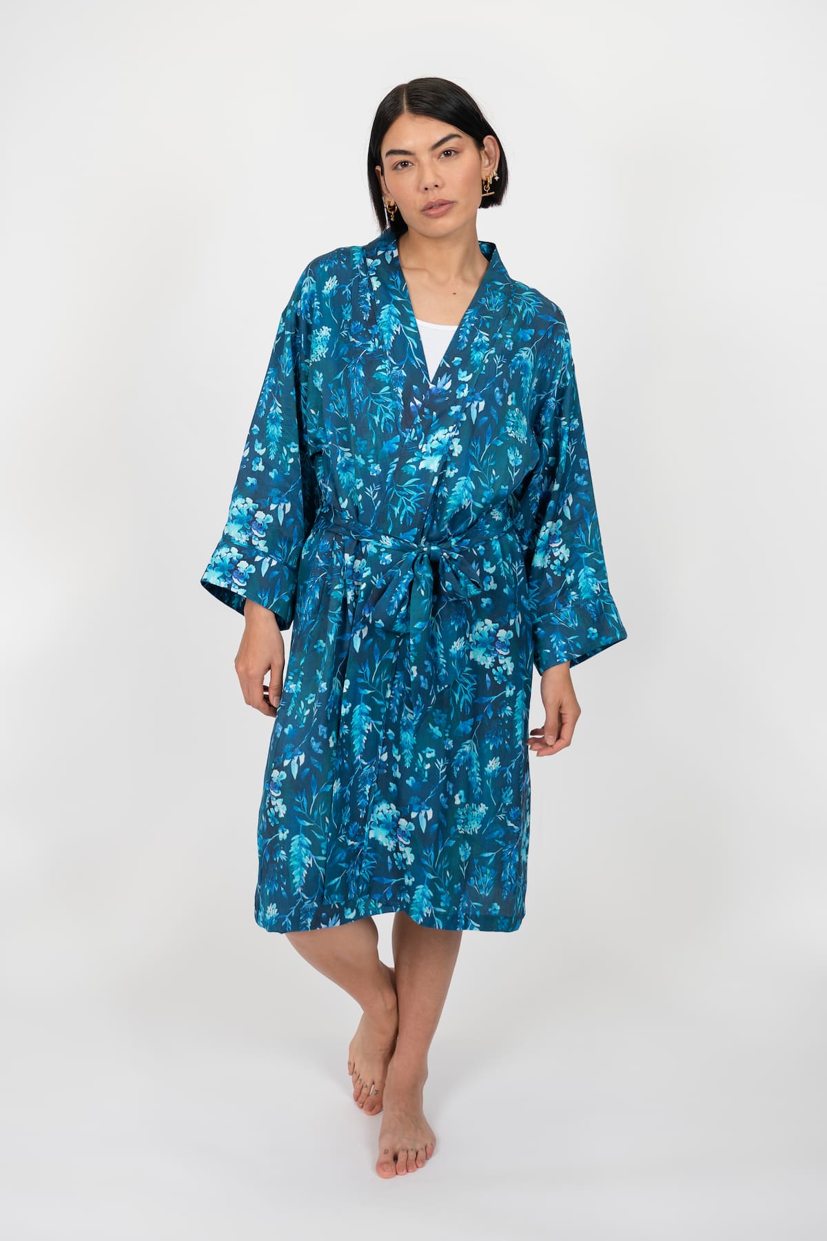 Cerulean Dream Kimono Robe - Front Main 1 - Luxury Kimono Robes - Orchard Moon