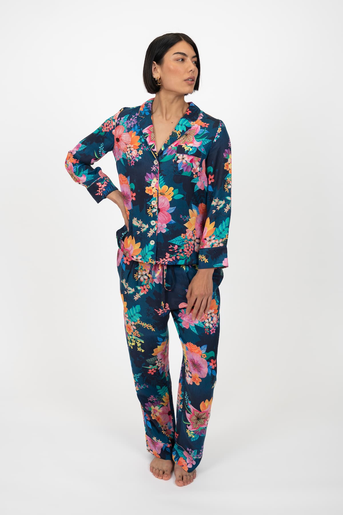 Calypso Luxury Pyjamas - Front 2 - Luxury Sustainable Pyjamas - Orchard Moon