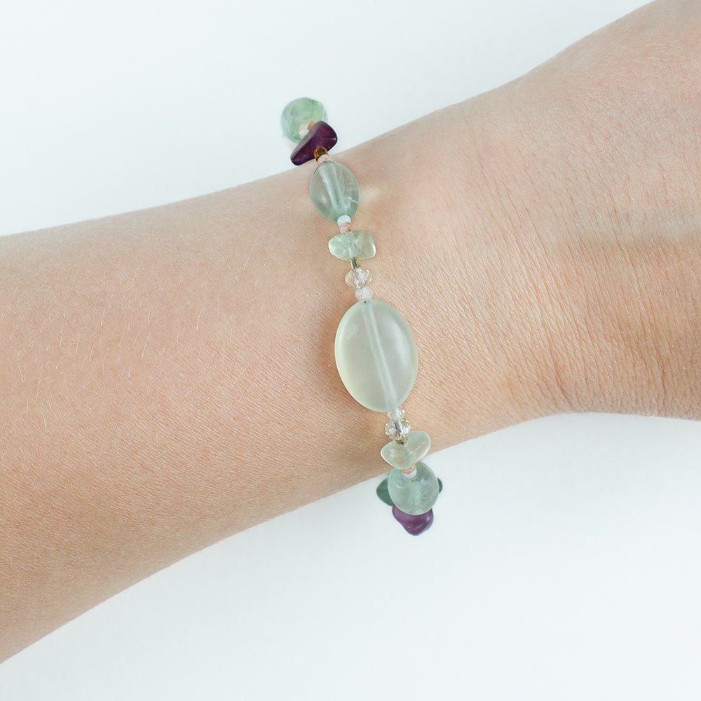 Tranquillity Jade, Blue Topaz, Fluorite and Sunstone Semi-Precious Gemstone Beaded Bracelet